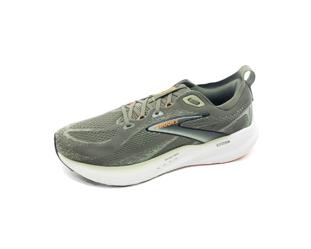 Brooks Glycerin 22 Mens Running Shoes Dusty Olive Green Orange Size 12.5